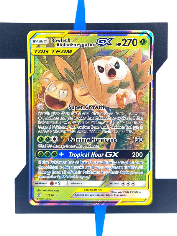 Rowlet & Alolan Exeggutor GX UNM1 EN NM